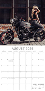 Biker Babes 2025 Square Wall Calendar 16 Months Christmas New Year Planner Gift - Top-Down View