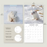 Snow Animals - 2025 Square Wall Calendar Animals 16 Months Premium Planner Gift