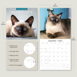 Siamese Cats - 2025 Square Wall Calendar Animals 16 Months Premium Planner Gift - Top-Down View