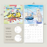 Animal Friends 2025 Square Wall Calendar Animals 16 Months Premium Planner Gift - Top-Down View