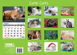 Cute Cats - 2025 Rectangle Wall Calendar 16 Months Planner Animal Pets Photos - Side View