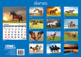 Horses - 2025 Rectangle Wall Calendar 16 Months Animal Planner New Year Gift - Side View