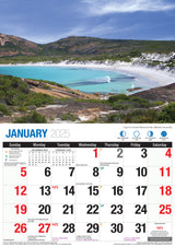 Beautiful Australia - 2025 Rectangle Wall Calendar 16 Months Scenic Landscapes - Front View