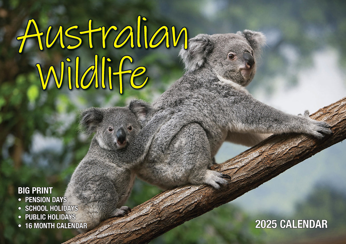 Australian Wildlife - 2025 Rectangle Wall Calendar 16 Months Animal Photography