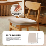 Dining Chairs Kitchen Chair Natural Wood Linen Fabric Cafe Lounge Chairs - Top-Down View