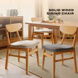 Dining Chairs Kitchen Chair Natural Wood Linen Fabric Cafe Lounge Chairs - Front View