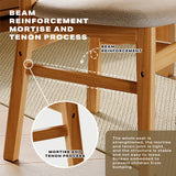 Dining Chairs Kitchen Chair Natural Wood Linen Fabric Cafe Lounge Chairs - Close-Up Angle