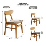 Dining Chairs Kitchen Chair Natural Wood Linen Fabric Cafe Lounge Chairs - Extra Image