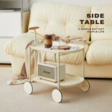 Movable Modern Trolley Small Unit Coffee Table Cart Storage Sofa Side Table with Wheels - Front View