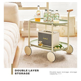 Movable Modern Trolley Small Unit Coffee Table Cart Storage Sofa Side Table with Wheels - Top-Down View