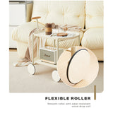 Movable Modern Trolley Small Unit Coffee Table Cart Storage Sofa Side Table with Wheels - 45-Degree Angle