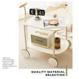 Movable Modern Trolley Small Unit Coffee Table Cart Storage Sofa Side Table with Wheels - Close-Up Angle