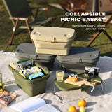 2IN1 Portable Folding Picnic Basket Tour Storage Baskets Outdoor Basket With Lid - Front View