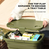 2IN1 Portable Folding Picnic Basket Tour Storage Baskets Outdoor Basket With Lid - Top-Down View