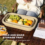 2IN1 Portable Folding Picnic Basket Tour Storage Baskets Outdoor Basket With Lid - Low Angle