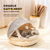 Pet Cat Calming Bed Cuddle Soft Warm Plush Cave Sleeping Nest Tent Pet House - Front View