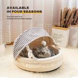 Pet Cat Calming Bed Cuddle Soft Warm Plush Cave Sleeping Nest Tent Pet House - Low Angle