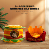 Washable Fries Pet Dog Cat Ded Calming Bed Warm Soft - Top-Down View
