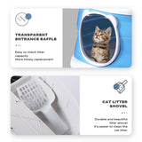 Large Foldable Cat Litter Box Plastic Toilet Easy Cleaning - 45-Degree Angle