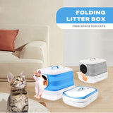 Large Foldable Cat Litter Box Plastic Toilet Easy Cleaning - Side View