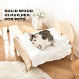 Cat Dog Wooden Bed Pet Sofa for Small Pet Wood Frame Beds With Bedding - Front View