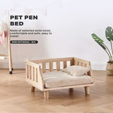 Solid Wood Pet Cat Dog Bed Wooden Puppy Home Bed Pet Supply M Sizes w/Pillows - Front View