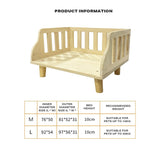 Solid Wood Pet Cat Dog Bed Wooden Puppy Home Bed Pet Supply M Sizes w/Pillows - Low Angle