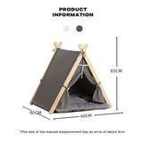 Pets Teepee Dogs Tent Removable and Washable Cats Tents Dog Cat Bed With Cushion - Close-Up Angle