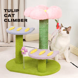 Tulip Cat Tree Tower Scratching Post Scratcher Kitten Play Condo House - Low Angle