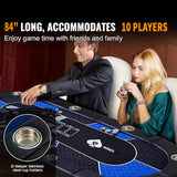 10 Player Foldable Blue Color Poker Table Blackjack Texas Holdem Table with Cup Holders - Extra Image