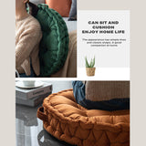 Luxury Round Pouf Tatami Cushion Meditation Floor Mat with Handle - Rear View