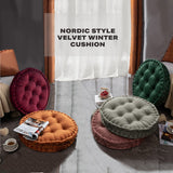 Luxury Round Pouf Tatami Cushion Meditation Floor Mat with Handle - Front View