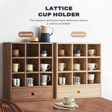 DISPLAY STAND TEA CUP SHELFING FURNITURE CUBE CABINET W/ DRAWERS - Front View