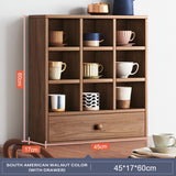 DISPLAY STAND TEA CUP SHELFING FURNITURE CUBE CABINET W/ DRAWERS - Front View