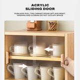 Bamboo Dustproof Cup Storage Cabinet with Sliding Acrylic Door - Side View