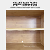 Bamboo Dustproof Cup Storage Cabinet with Sliding Acrylic Door - Top-Down View