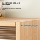 Bamboo Dustproof Cup Storage Cabinet with Sliding Acrylic Door - Rear View
