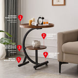 2 Tier End Table Sofa Side End Table Round Nightstand with Sturdy Metal Frame - Extra Image
