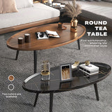 Coffee Table Living Room Accent Oval Table Contemporary Style Leisure Tea Table - Side View