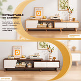 Adjustable TV Stand Entertainment Unit 120-200cm with Storage Drawer Cabinet - Front View
