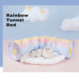 Cat Tunnel Sleep Bed 2-in-1 Collapsible Cat Tunnel Tubes Toys with Removable Mat - Front View