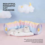 Cat Tunnel Sleep Bed 2-in-1 Collapsible Cat Tunnel Tubes Toys with Removable Mat - Top-Down View