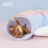 Cat Tunnel Sleep Bed 2-in-1 Collapsible Cat Tunnel Tubes Toys with Removable Mat - 45-Degree Angle