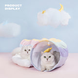 Cat Tunnel Sleep Bed 2-in-1 Collapsible Cat Tunnel Tubes Toys with Removable Mat - Rear View