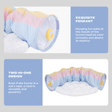 Cat Tunnel Sleep Bed 2-in-1 Collapsible Cat Tunnel Tubes Toys with Removable Mat - Low Angle