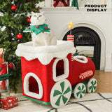 Christmas Gift Train Cat Tree Cat nest Integrated Cat Nest Toy Scratching Post - Rear View
