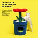 Rich Flower Cat Tree with Scratcher Pole Cat Tower with Hidaway Cat Bed Furbulous Cat Tree - 45-Degree Angle
