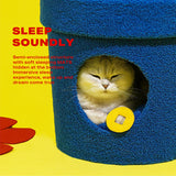 Rich Flower Cat Tree with Scratcher Pole Cat Tower with Hidaway Cat Bed Furbulous Cat Tree - Rear View