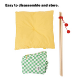 Solid wood pet tent nest with removable mattress - Side View