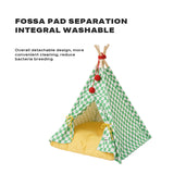 Solid wood pet tent nest with removable mattress - Rear View